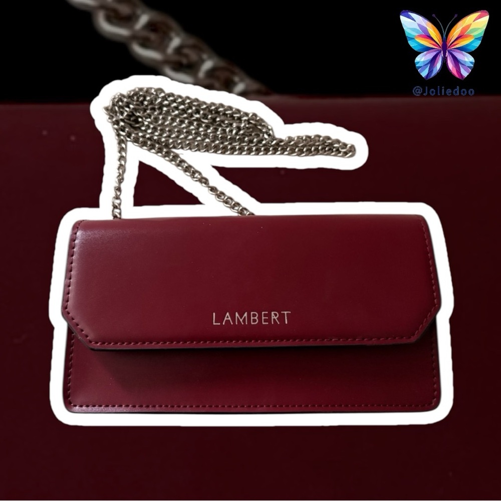 Lambert Burgundy Vegan Leather Clutch Chain Wallet Mini Bag NWOT